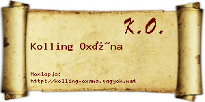 Kolling Oxána névjegykártya
